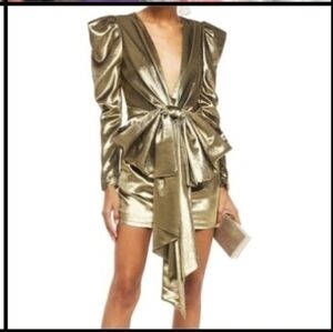 Alexandre Vauthier Metallic Gold Silk Lamé Mini Dress